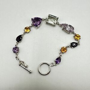 NWOT 7" One-of-a-kind multi-gemstone bracelet in sterling silver!